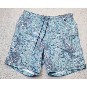Lands' End Swimwear Shorts Mens Large Blue Mesh Lined Elastic Waist‎ Drawstring